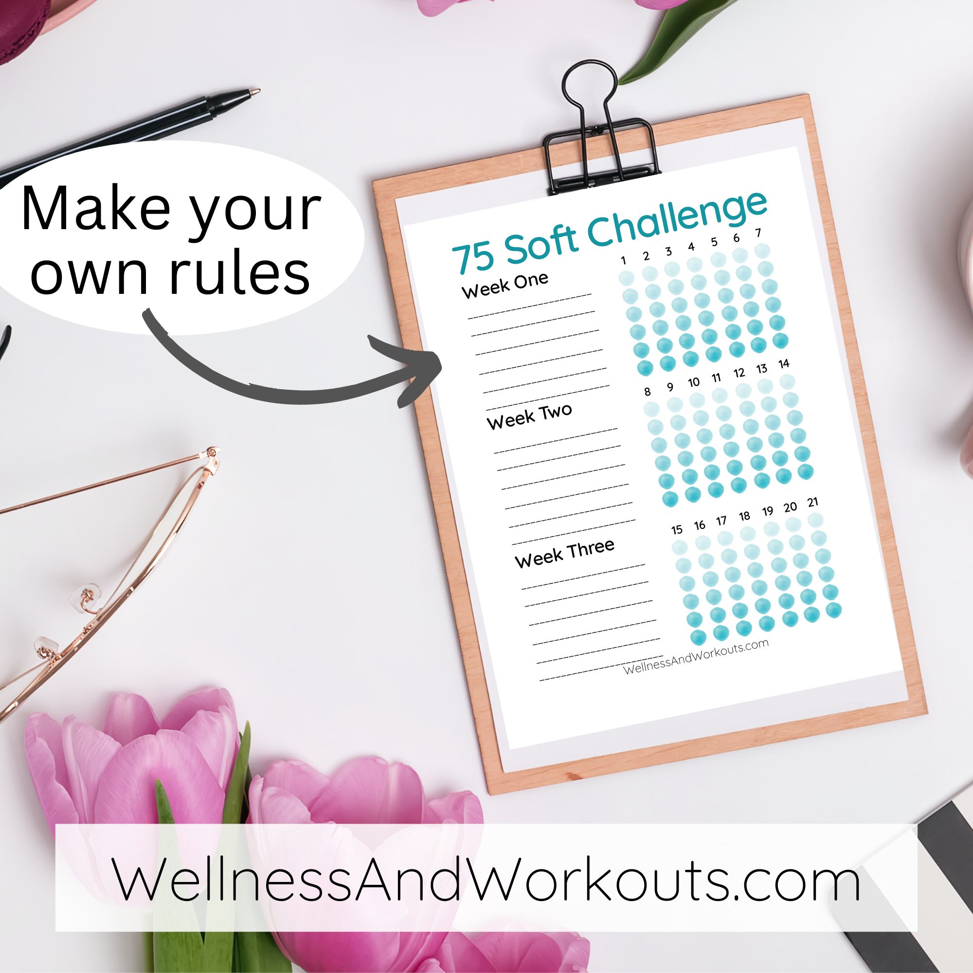 75 Soft Challenge Tracker Editable Template Printable Fitness 