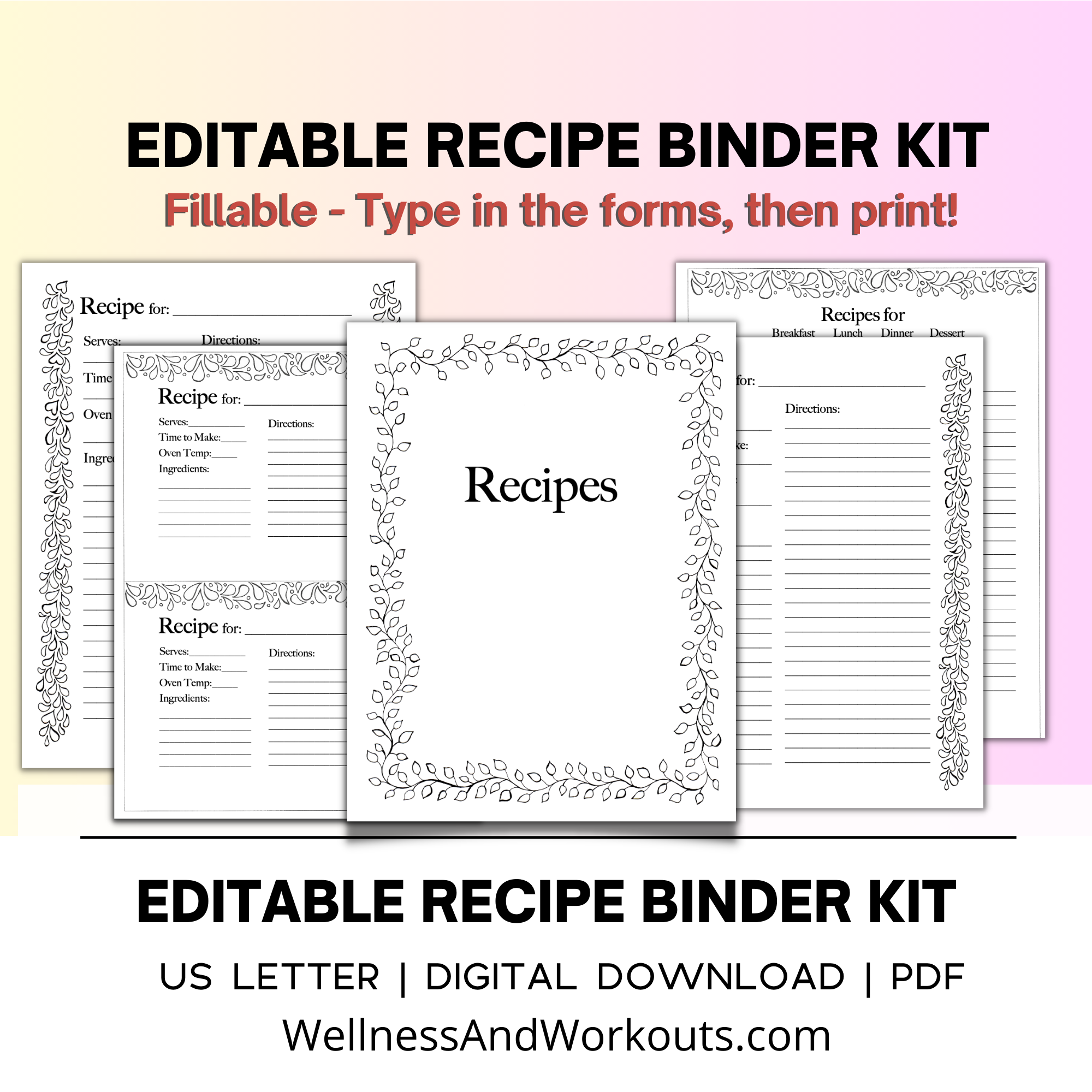 editable recipe binder kit editable recipe binder kit