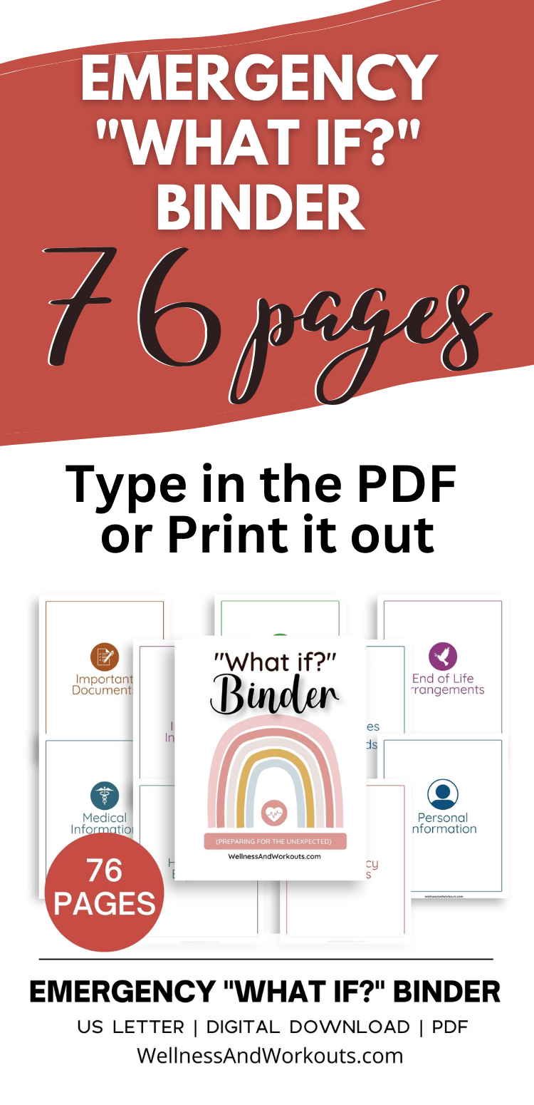 emergency "what if?" binder with Boho Rainbow Cover and color scheme