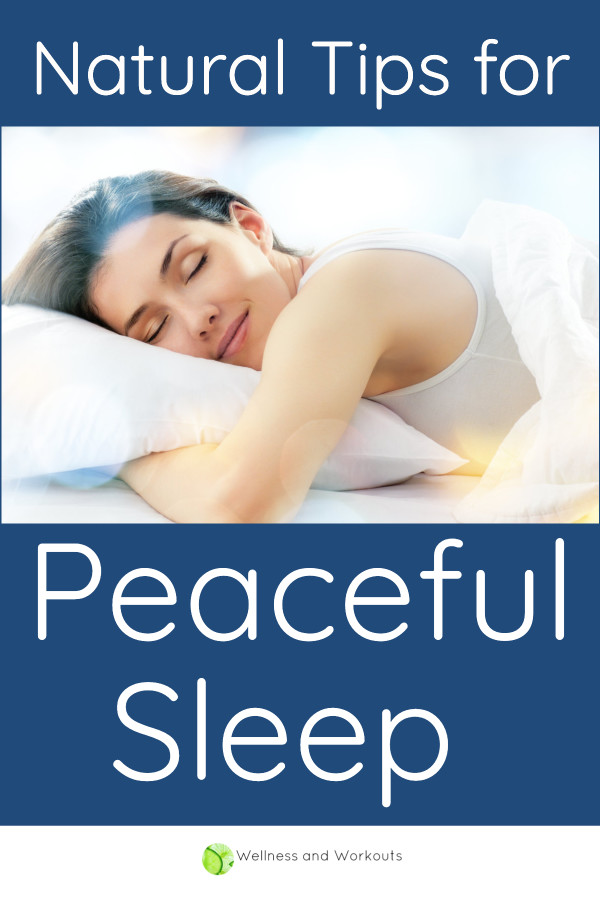 Natural tips for peaceful sleep - photo of a woman blissfully sleeping.
