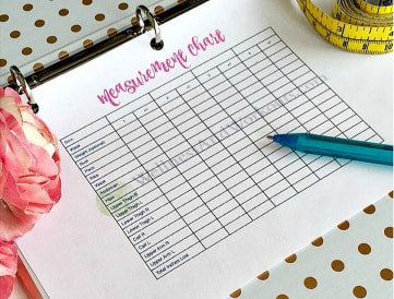 Printable body measurement chart