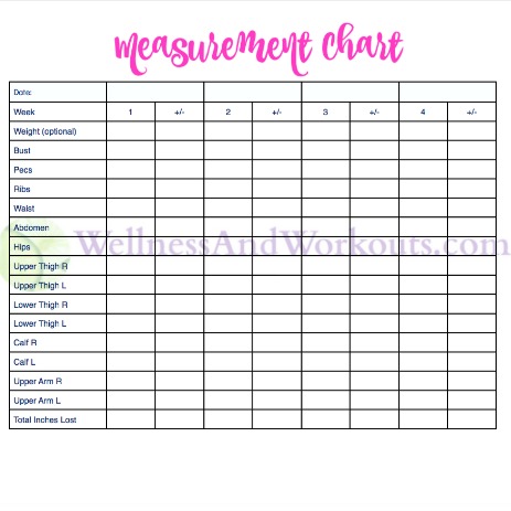 Womens Body Measurement Chart Weight Loss