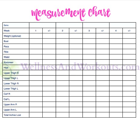 Womens Body Measurement Chart Weight Loss