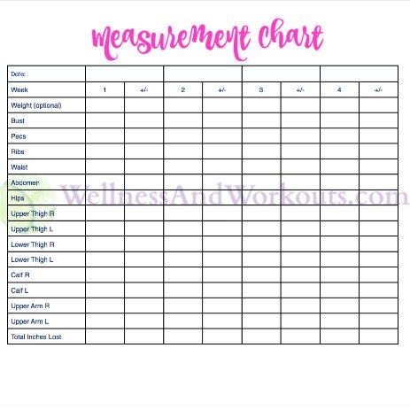 Free Printable Body Measurement Chart For Weight Loss